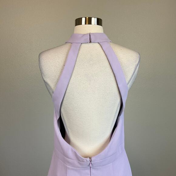 Backless High-Low Sheath Cocktail Dress Size 10 Purple Ruffled Halter by AQUA - Picture 8 of 14